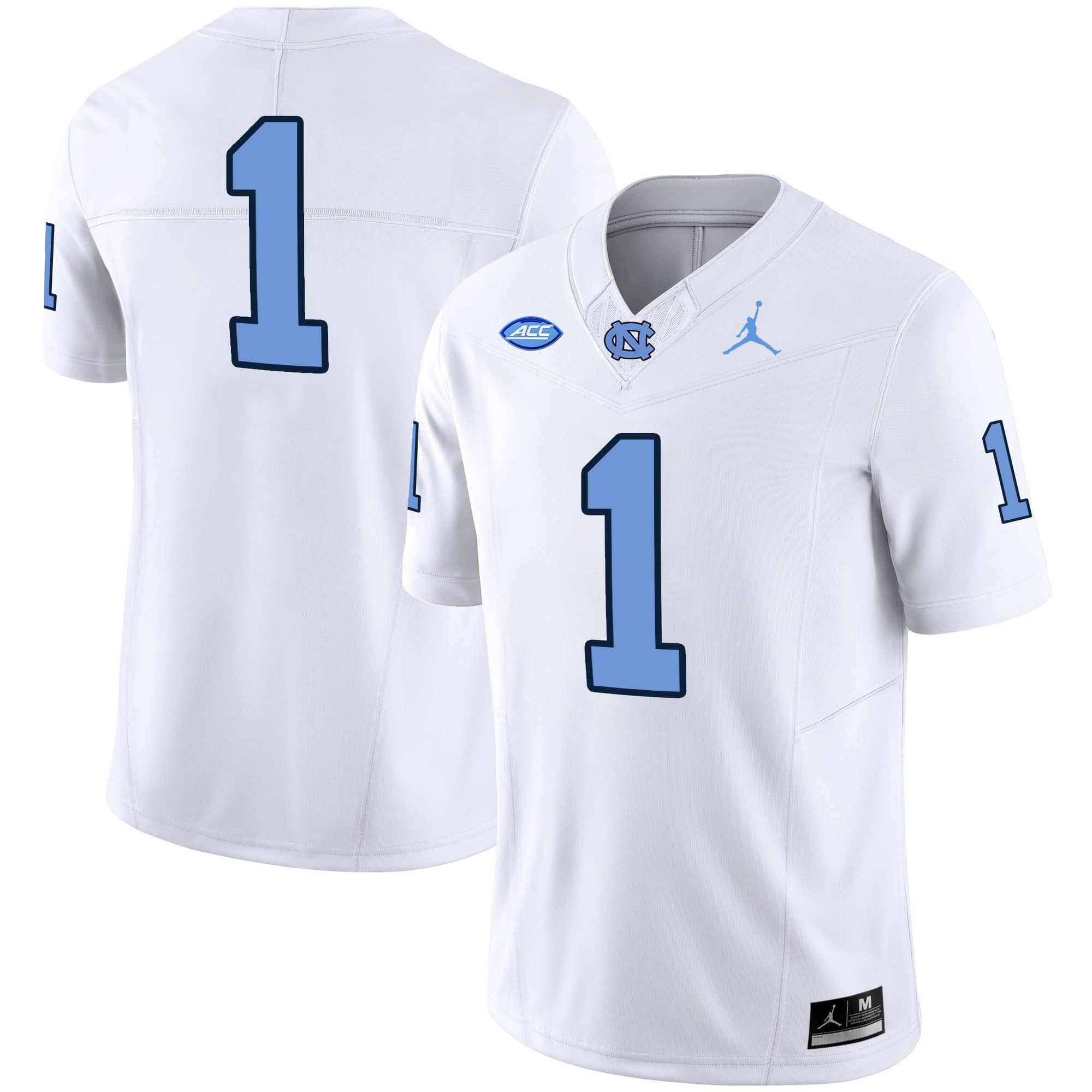 Men North Carolina Tar Heels 1 No Name White 2024 Vapor Limited NCAA Jersey